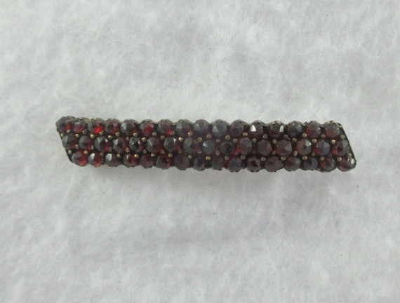 Antique Victorian Garnet Bar Brooch- C Clasp - image 4