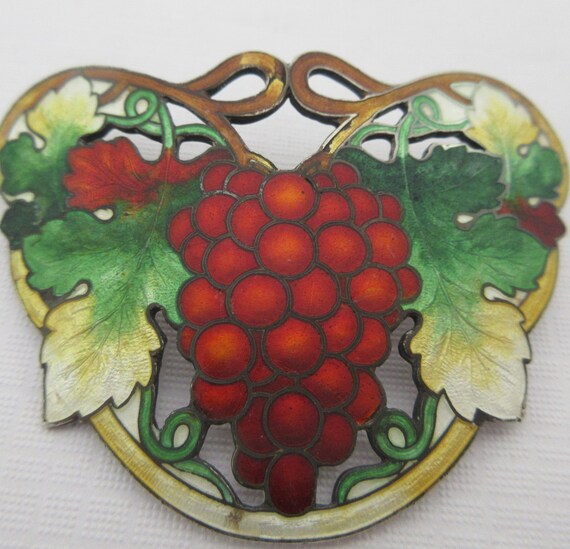 Antique Large Art Nouveau Sterling Silver Enamel … - image 6