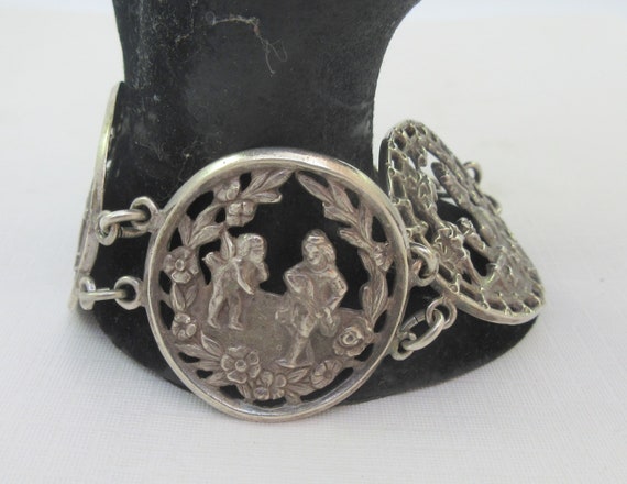 Wide Sterling Silver Cut Out Story Teller Round L… - image 1