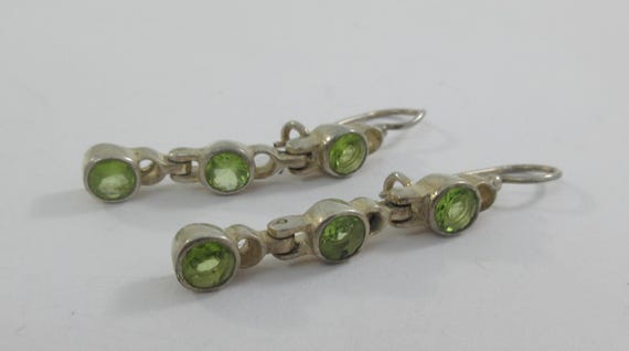 Sterling Silver Multi Peridot Dangle Earrings - image 3
