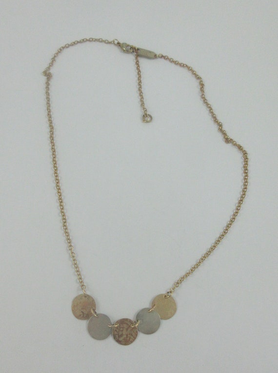 Holly Yashi Gold Silver Tone Floral Discs Necklace - image 4