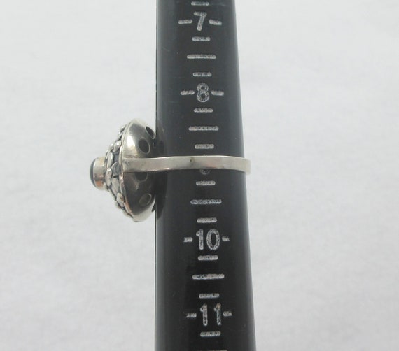 Statement Dome Sterling Silver Garnet Floral Ring… - image 9