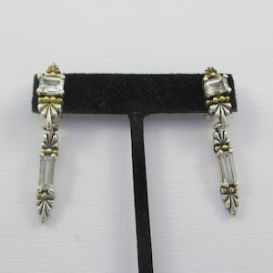Lagos Caviar Sterling Silver 18k Gold White Topaz Dangle Stud Earrings