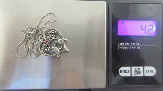 Signed Franklin Mint Sterling Silver Ruby Open He… - image 7