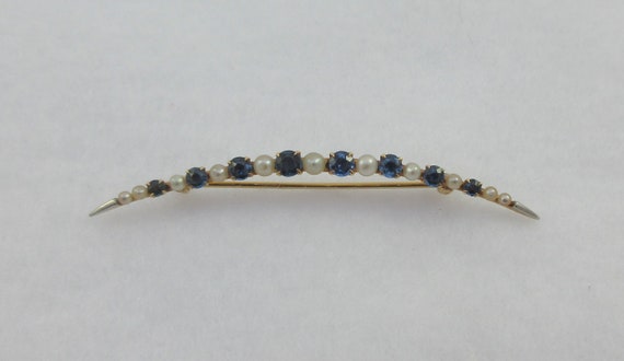 Victorian 14k Yellow Gold Crescent Moon Topaz and… - image 4