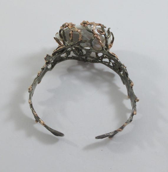 Statement Large Sterling Silver Baroque Pearls Mu… - image 9