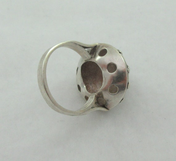 Statement Dome Sterling Silver Garnet Floral Ring… - image 6