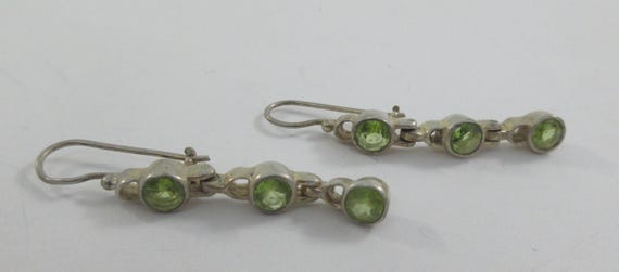 Sterling Silver Multi Peridot Dangle Earrings - image 4