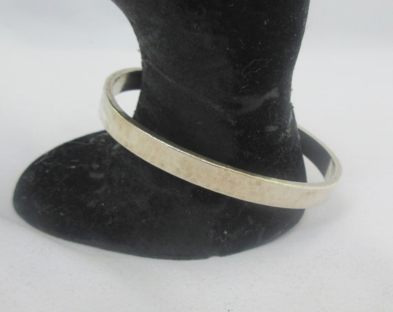 Sterling Silver Hammered Simple Cuff Bracelet - image 1