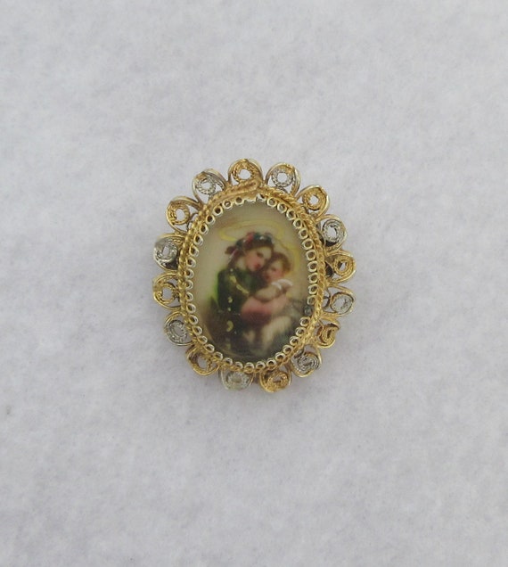 Small Victorian 800 Silver Hand Painted Religious… - image 4