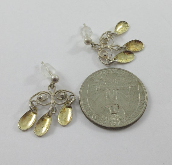 Norway Sterling Silver Solje Stud Dangle Earrings - image 2
