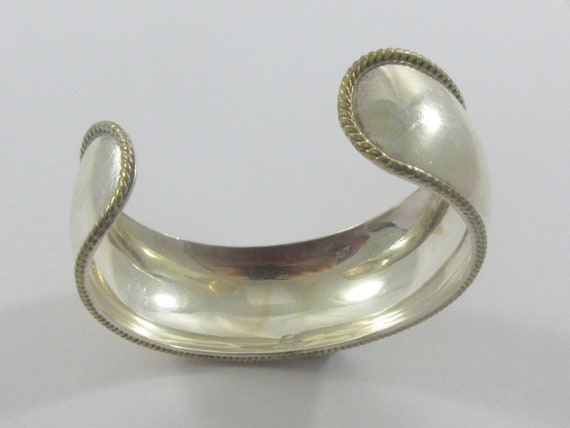 Mexico Simple Wide Sterling Silver Brass Cuff Bra… - image 6