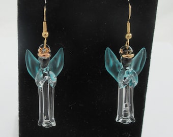 Pick your favorite ! Gold Tone Hand Blown Angel Dangle Earrings