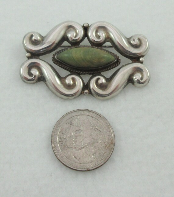 Mid Century Mexico Sterling Silver Jasper Swirls … - image 2