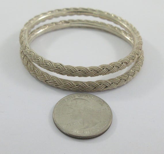 Sterling Silver Braided Bangle Bracelets - image 2