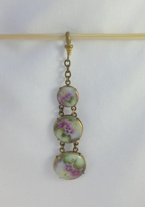 Victorian Hand Painted Porcelain Watch Fob or Cha… - image 6