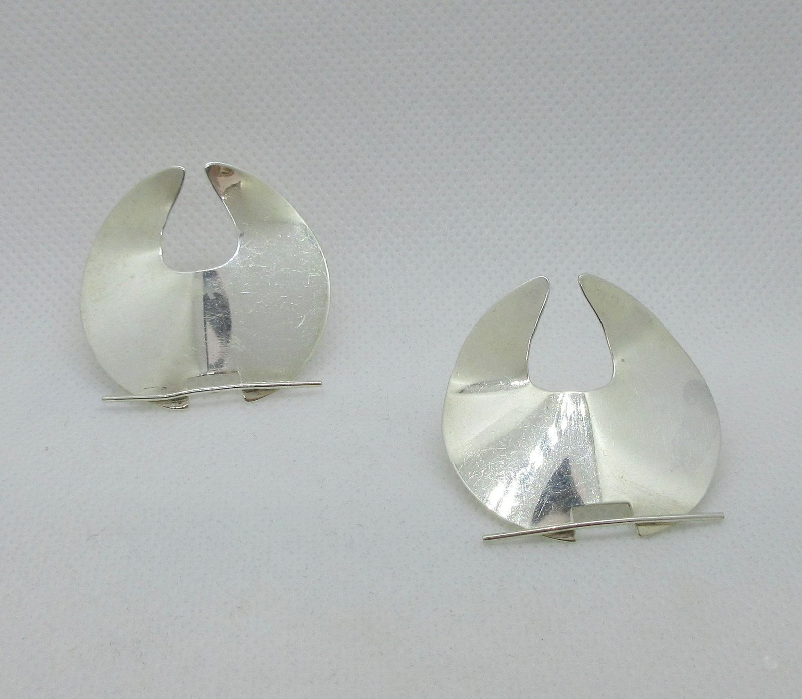 Sale Large Modernist Sterling Silver Stylized Fortune Cookies Etsy