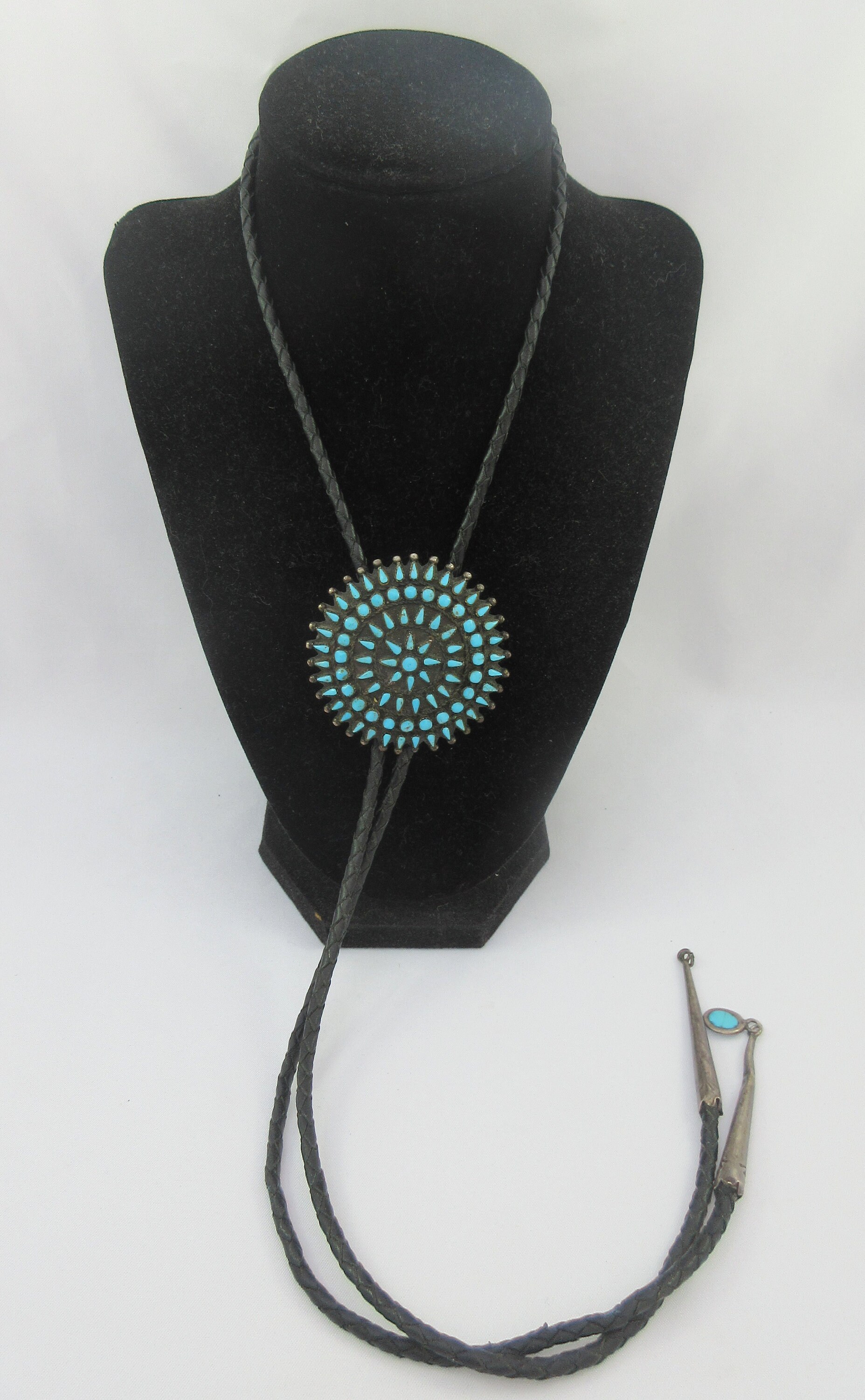 Signed FRM Zuni Sterling Silver Petit Point Turquoise Bolo Tie ~ as It ...