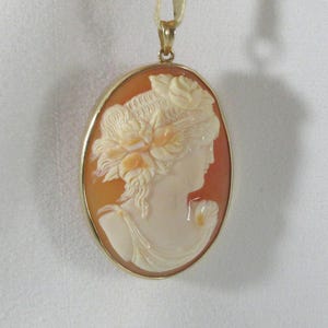 14Kイエローゴールドシェルカメオペンダント