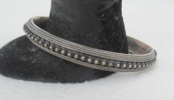 Sterling Silver Cannetille Oval Bangle Bracelet - image 1