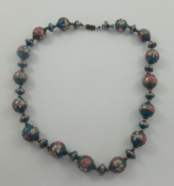 Venetian Murano  Blue Wedding Cake Beads Choker N… - image 4