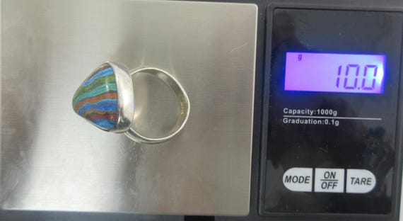 Adjustable Sterling Silver Rainbow Calsilica Ring… - image 10