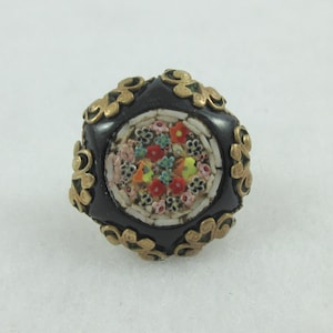 Sterling Silver Floral Mosaic Ring- Size 4.5- As it is