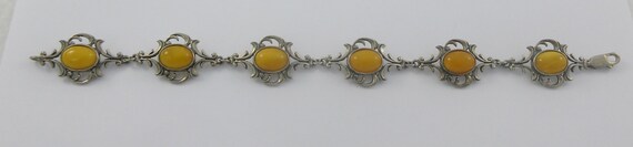 Art Nouveau Style Sterling Silver Amber Bracelet - image 4