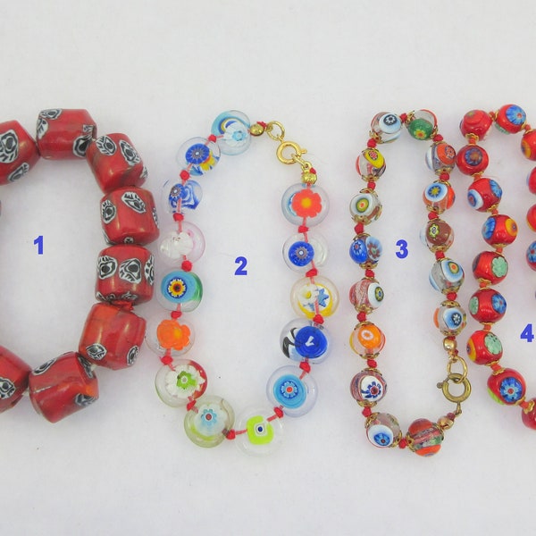 Choisissez votre préférée ! Bracelet de perles de verre artistiques nouées en verre Millefiori rouge clair