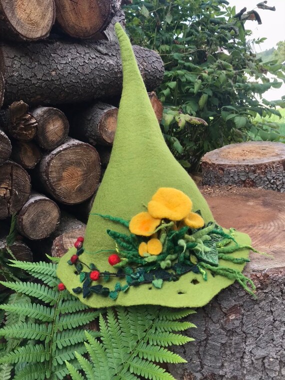 Green forest witch hatfelted costume larp hat Walpurgis | Etsy