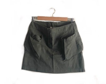 Miu Miu 2001 pre owned vintage cotton grey cargo mini skirt