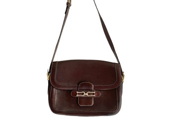 Celine 70s vintage classic brown leather shoulder bag