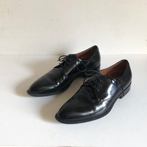 CELINE Oxford lace up black leather  shoes • Size 37 1/2 • vintage