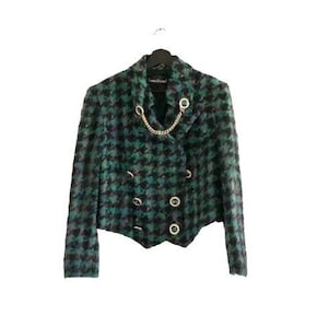 LOUIS FERAUD vintage mohair tartan blazer French designer Luxe image 1