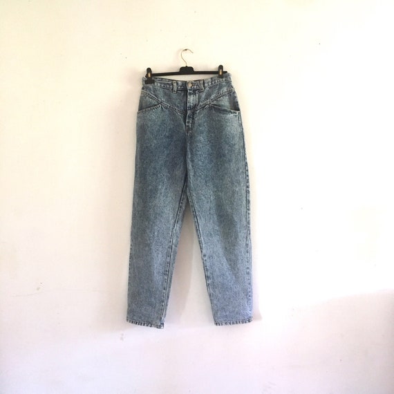 vintage 80s french baggy acid wash Denim Jeans • H