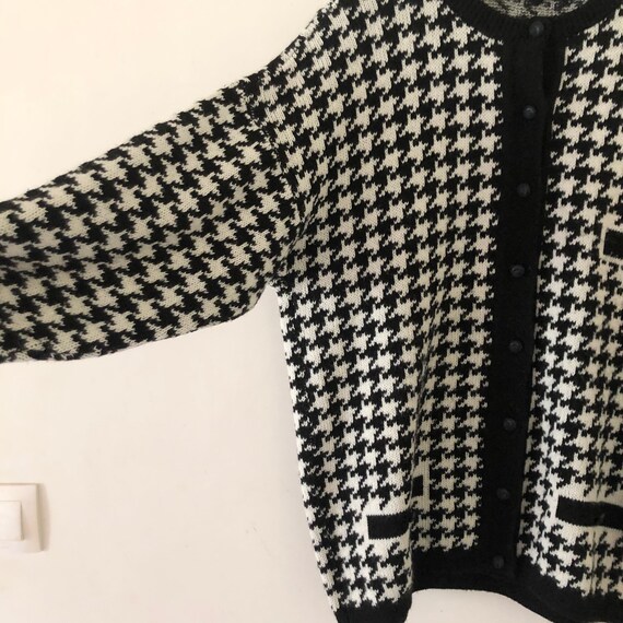 Vintage wool houndstooth black and white Italian … - image 3