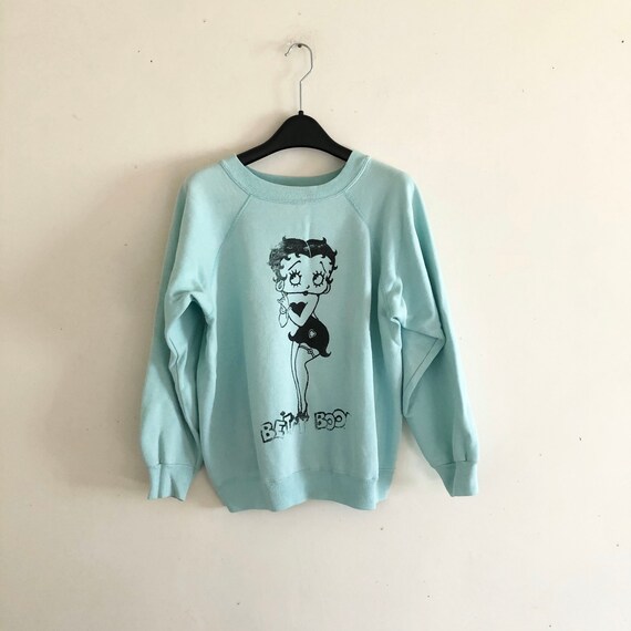 80's rare Betty Boop mint green raglan vintage Swe
