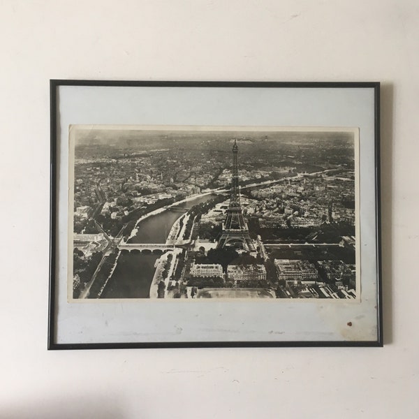 1958 Paris rare aerial black and white document photography • Eiffel tower • France • architecture