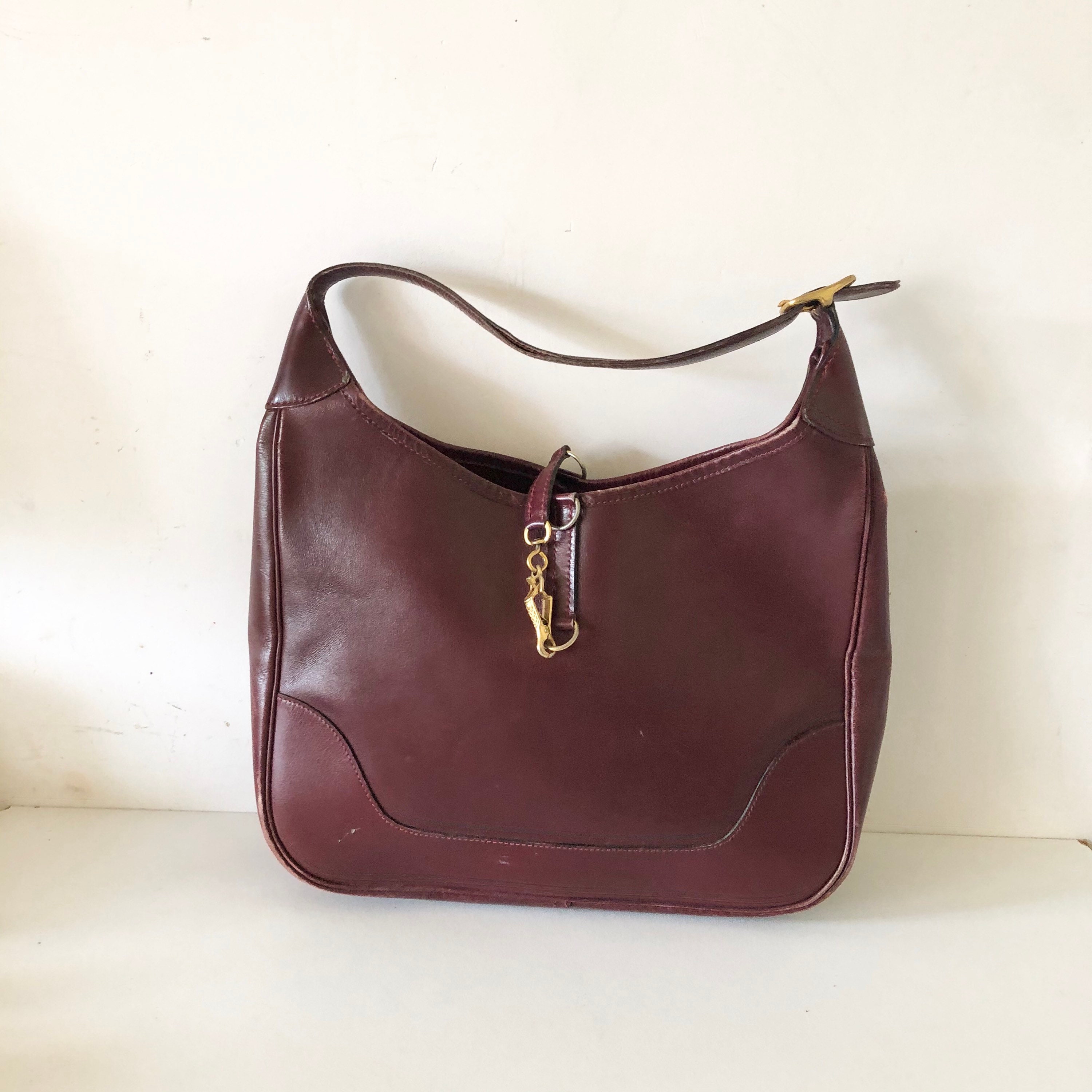 Trim leather handbag Hermès Burgundy in Leather - 37382420