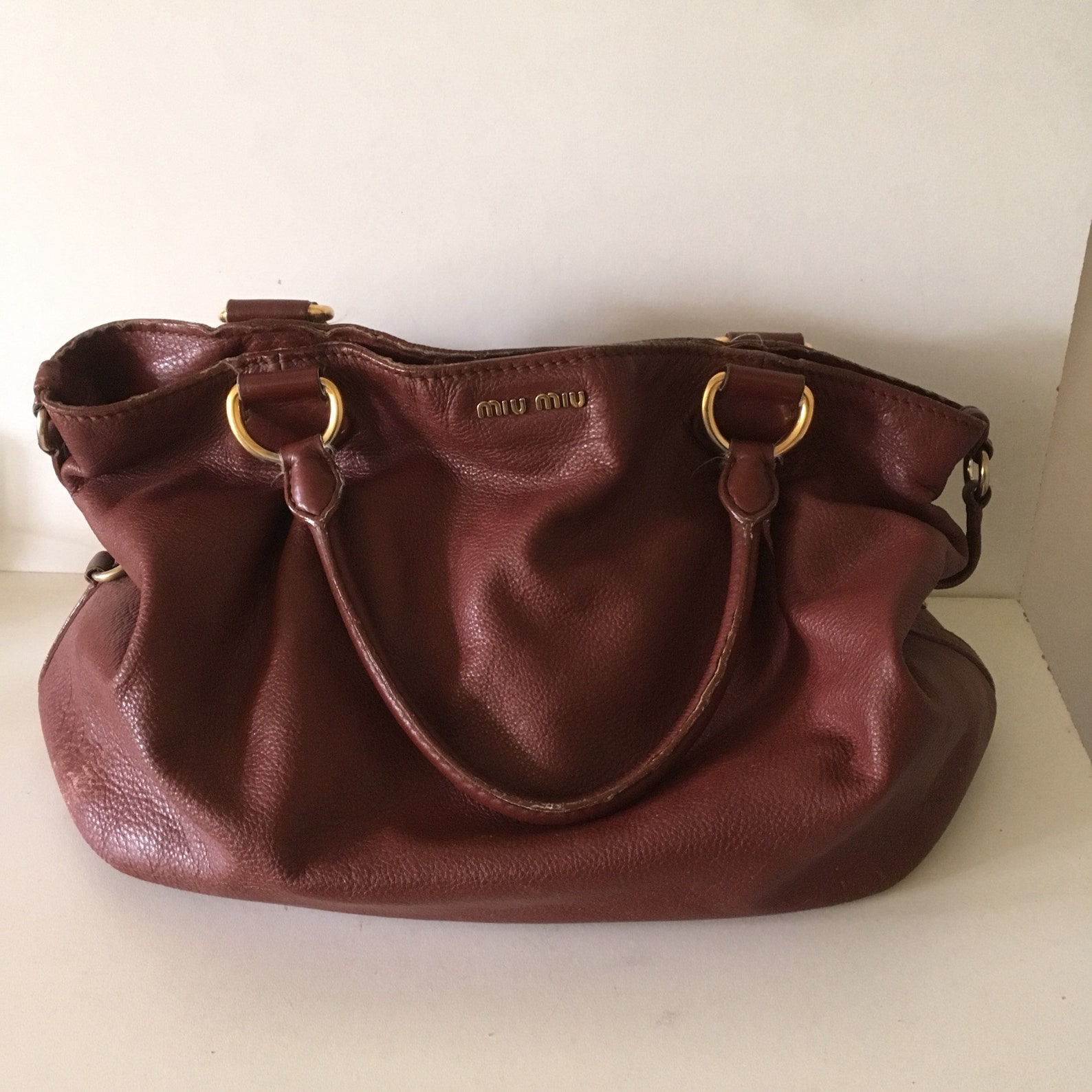 Miu Miu Vintage Large Leather Satchel Bag Etsy