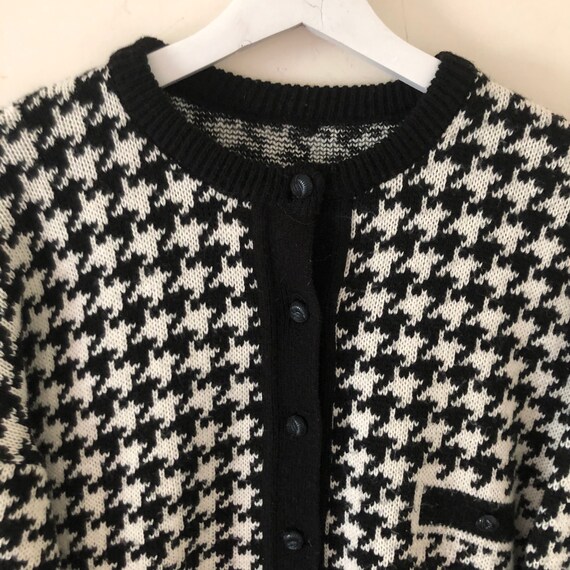 Vintage wool houndstooth black and white Italian … - image 4