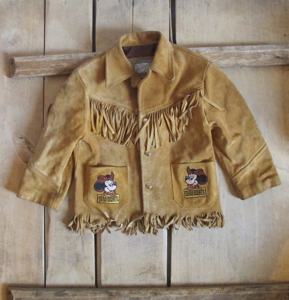 RARE French Mickey Mouse Kids 6 Yrs Patch Suede l