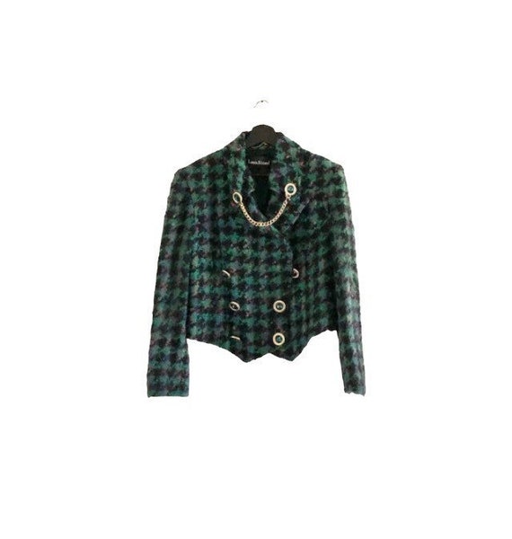LOUIS FERAUD vintage mohair tartan blazer •  Fren… - image 1