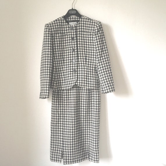 GUY LAROCHE Vintage Check Wool Jacket and Skirt Suit Made in