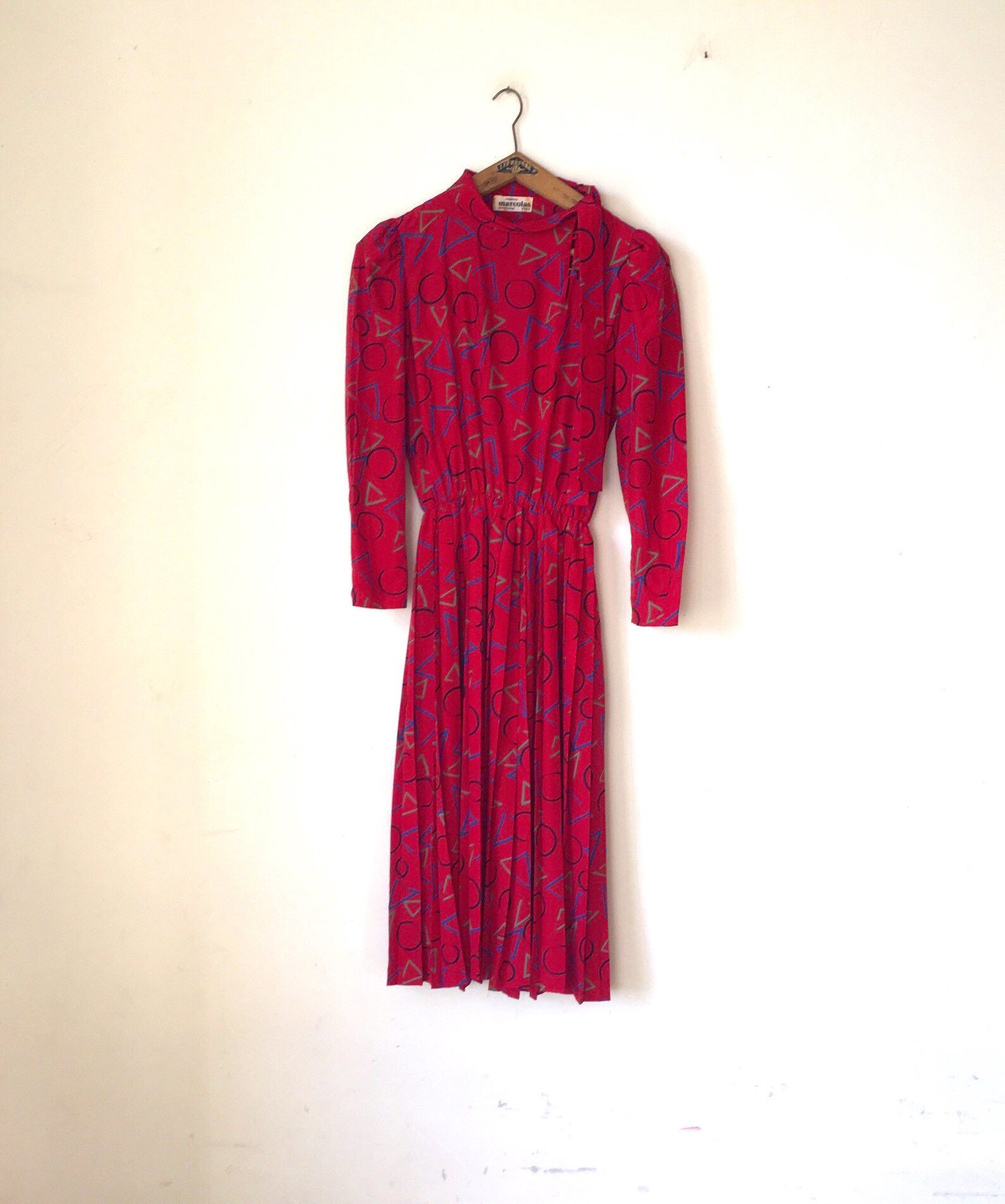 Robe Vintage Marcolas Paris Taille L – Motif Fleurs Multicouleur – Longueur Sous Le Genou
