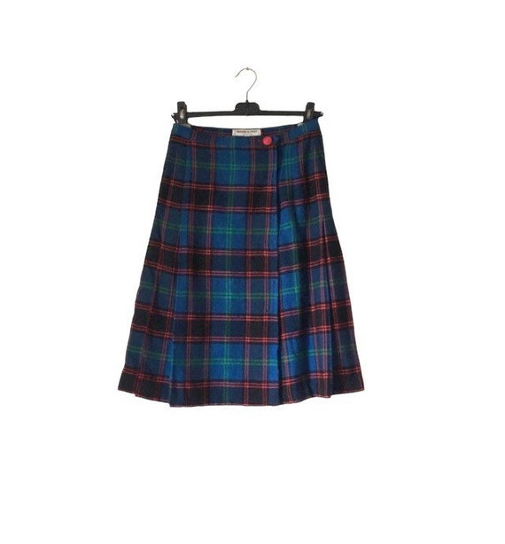 Yves SAINT LAURENT Rive Gauche 70s Vintage Tartan Wool Skirt