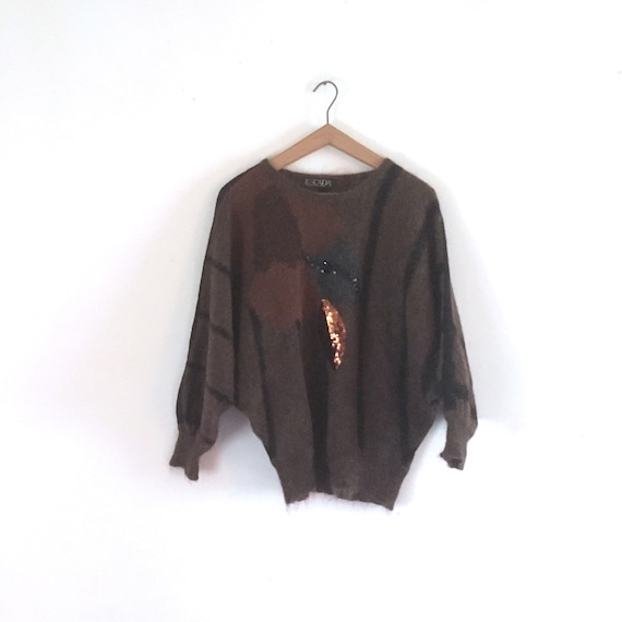 ESCADA vintage Mohair wool embroidered sequins bat