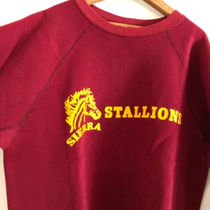 Vintage Sierra Stallions varsity raglan burgundy sweatshirt Made in usa image 3