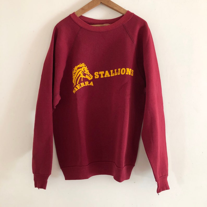 Vintage Sierra Stallions varsity raglan burgundy sweatshirt Made in usa image 2