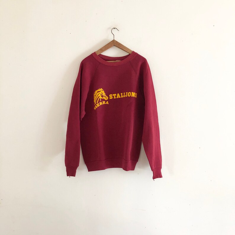 Vintage Sierra Stallions varsity raglan burgundy sweatshirt Made in usa image 9